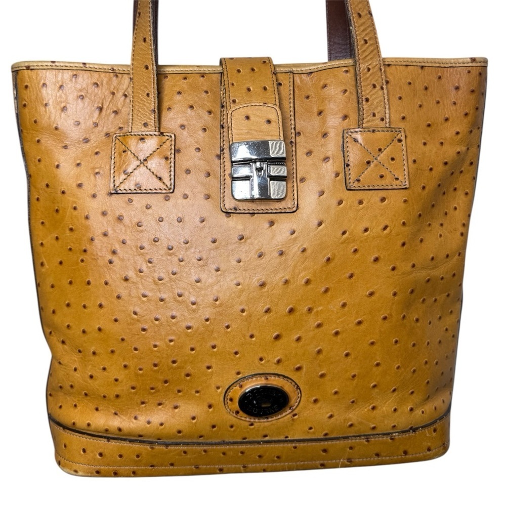 VTG Dooney & Bourke Ostrich-Textured Leather Tote Handbag - Picture 3 of 16